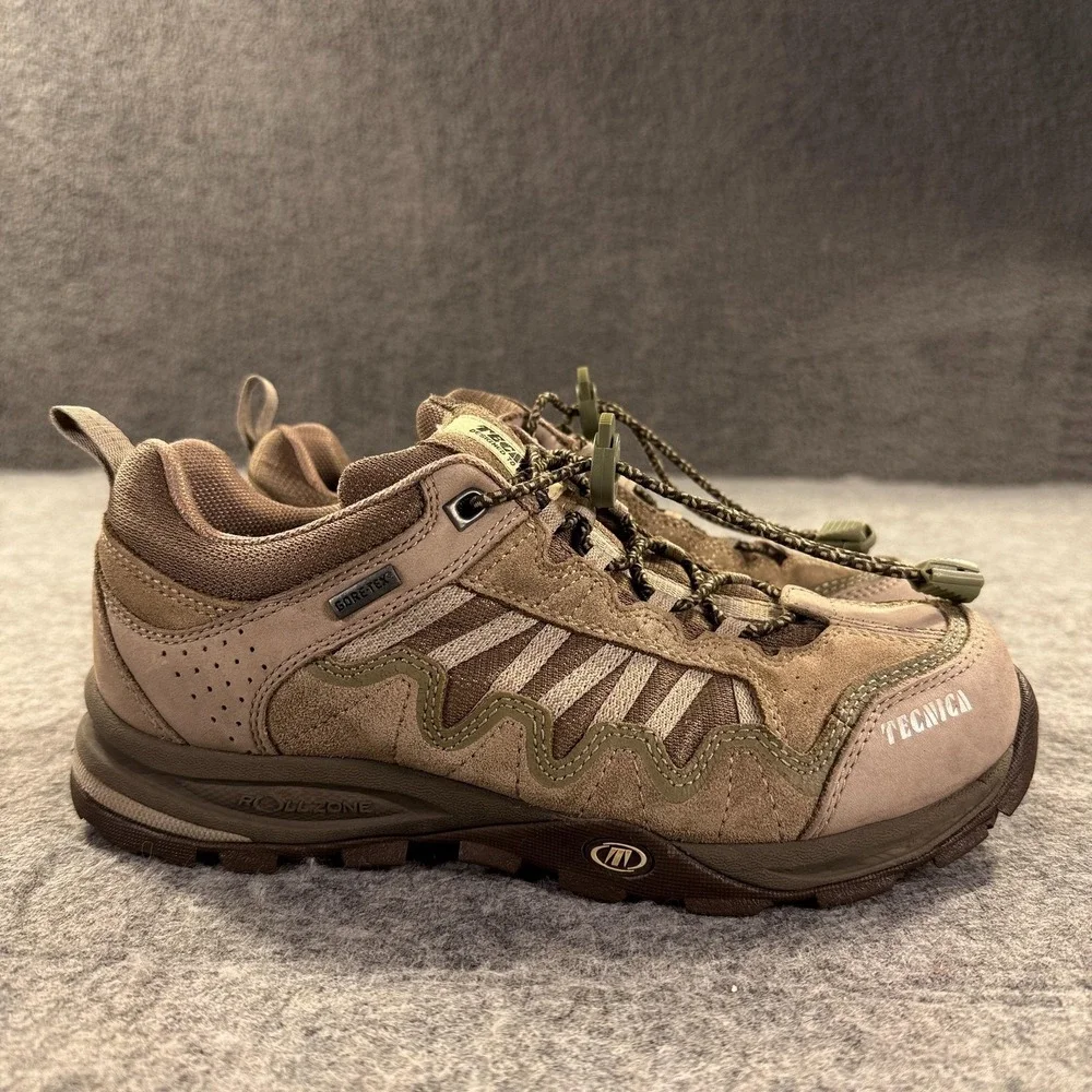 Tecnica Gore-Tex Shoes Womens Size 7.5 Brown Suede Low Top Hiking Trail Sneakers
